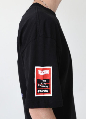 Черная футболка мужская черная широкая с принтом на спине JEANSclub Свободная
