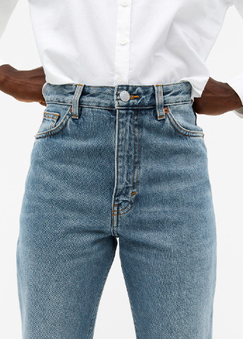 Джинси Monki завужені однотонні світло-сині джинсові бавовна
