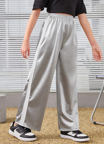 Серебряные спортивные, кэжуал демисезонные прямые брюки SHEIN