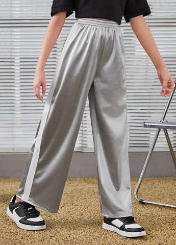 Серебряные спортивные, кэжуал демисезонные прямые брюки SHEIN