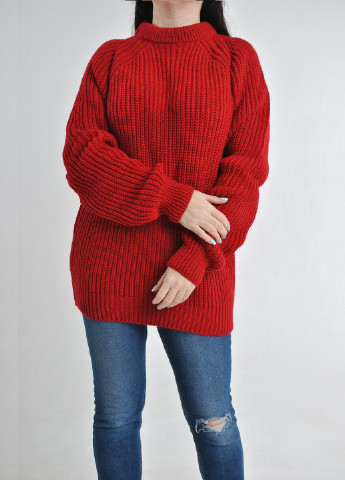Красный зимний удлиненный свитер Berta Lucci