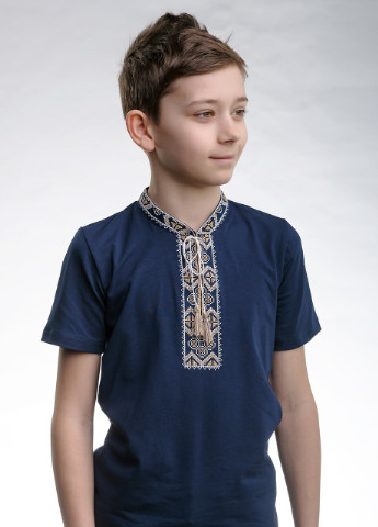 Вышиванка для мальчика с коротким рукавом Казацкая бежевая вышивка Melanika (228500230)