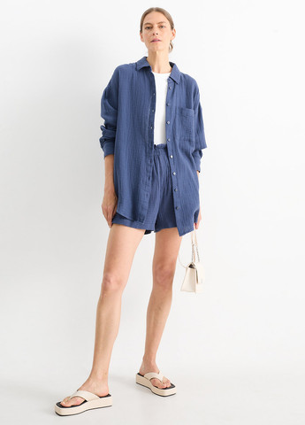 Темно-синяя кэжуал рубашка однотонная C&A