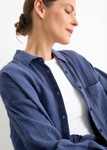 Темно-синяя кэжуал рубашка однотонная C&A