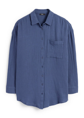 Темно-синяя кэжуал рубашка однотонная C&A