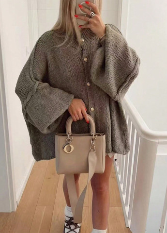 Серо-зеленый демисезонный кардиган SHEIN