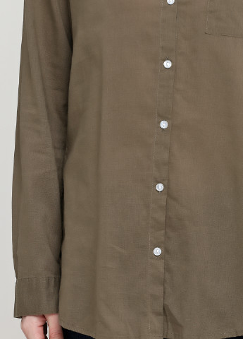 Оливковковая (хаки) кэжуал рубашка однотонная H&M