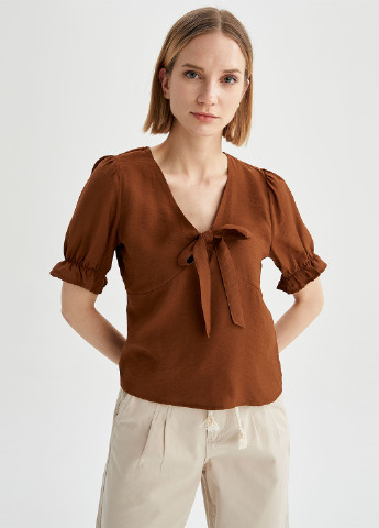 Коричневая летняя блуза DeFacto