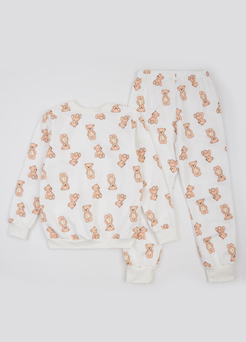 Молочная демисезонная пижама (лонгслив, брюки) Ляля