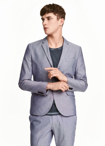 Пиджак H&M с длинным рукавом голубой деловой