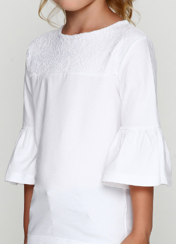 Белая однотонная блузка с коротким рукавом Vidoli демисезонная