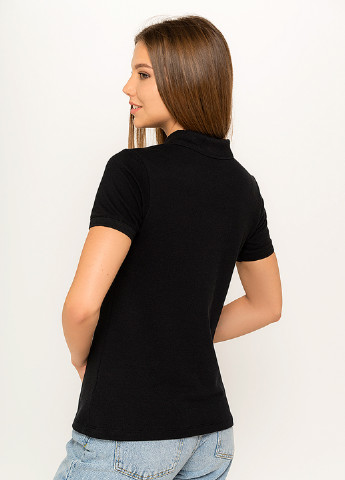 Черная женская футболка-поло PEPPER MINT однотонная