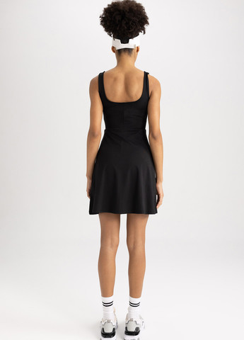 Черное кэжуал платье платье-майка, клеш DeFacto с логотипом