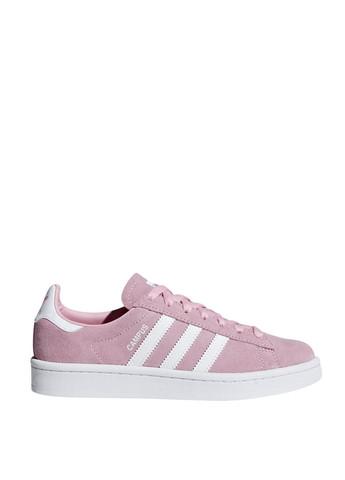 Женские розовые осенние кеды adidas на шнурках с белой подошвой - фото