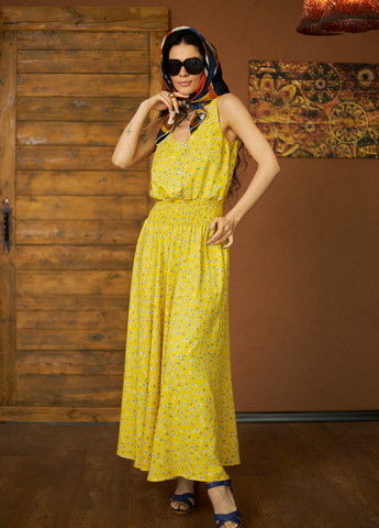 Желтое кэжуал платье клеш MiNiMax с цветочным принтом