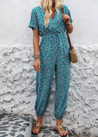 Комбинезон SHEIN комбинезон-брюки цветочный комбинированный кэжуал полиэстер