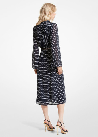 Темно-синя кежуал, ділова сукня кльош Michael Kors в горошок