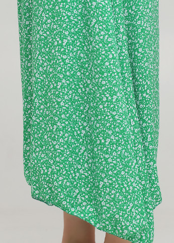 Зеленая кэжуал цветочной расцветки юбка Boohoo а-силуэта (трапеция)