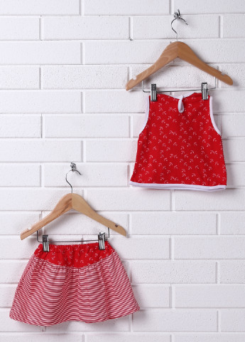 Красный летний костюм (майка, юбка) юбочный Baby Art