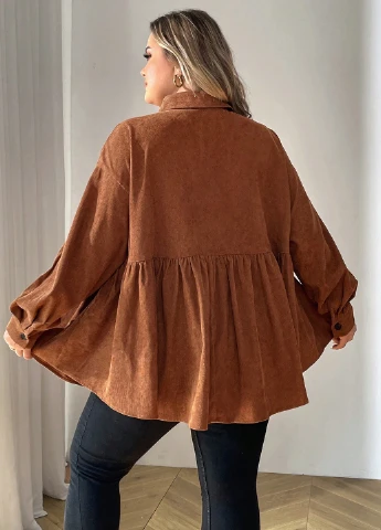 Коричневая блуза с баской SHEIN