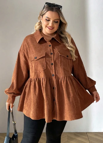 Коричневая блуза с баской SHEIN