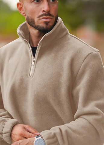 Бежевый свитшот SHEIN однотонный без декора (337991647)