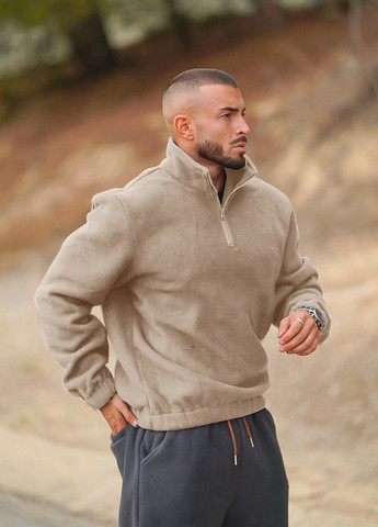 Бежевый свитшот SHEIN однотонный без декора (337991647)