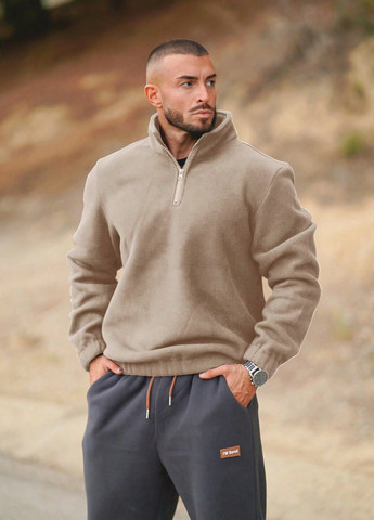 Бежевый свитшот SHEIN однотонный без декора (337991647)