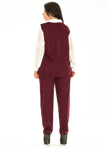 Костюм (блуза, жилет, брюки) Primyana брючный однотонный бордовый кэжуал
