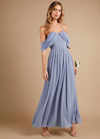 Сіро-голубий вечірня сукня з спідницею-сонце, з відкритою спиною SHEIN однотонна