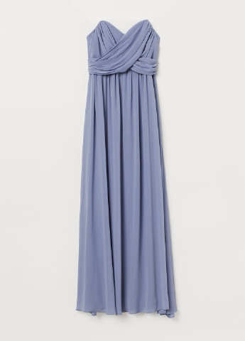 Голубое вечернее платье с открытыми плечами H&M однотонное