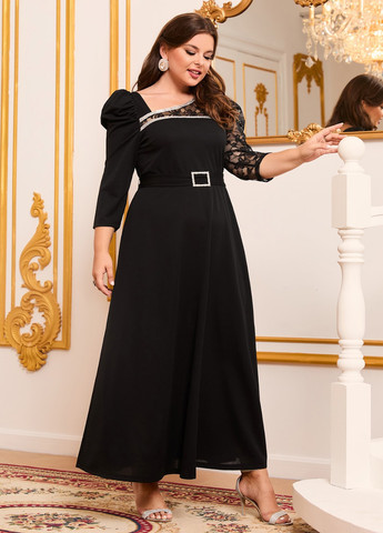 Черное праздничный, вечернее платье SHEIN однотонное