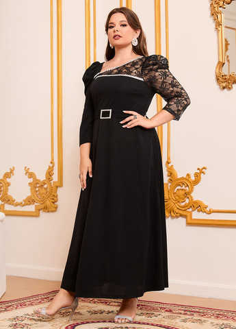 Черное праздничный, вечернее платье SHEIN однотонное