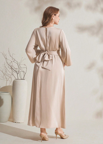 Бежева святковий, вечірня сукня а-силует SHEIN однотонна