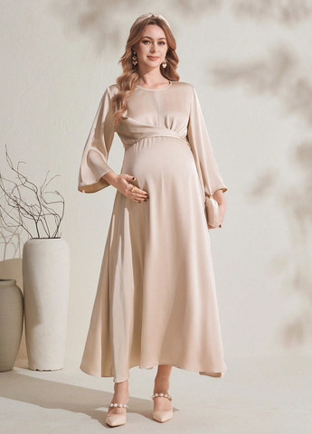 Бежева святковий, вечірня сукня а-силует SHEIN однотонна