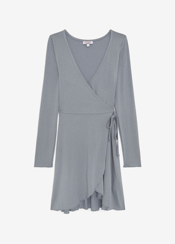 Серое кэжуал платье на запах Jennyfer однотонное