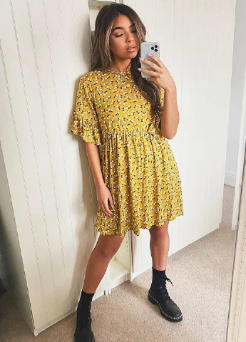 Желтое платье Boohoo