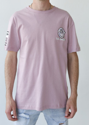 Розовая футболка мужская розовая с принтом на спине MCS Свободная