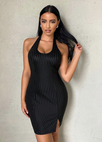 Чорна кежуал сукня з відкритою спиною SHEIN однотонна