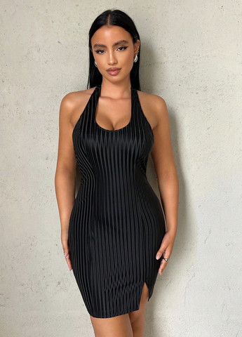 Чорна кежуал сукня з відкритою спиною SHEIN однотонна