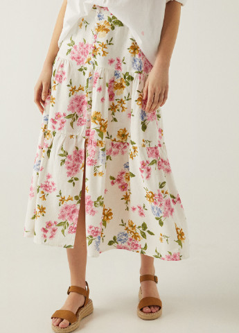 Белая кэжуал цветочной расцветки юбка Springfield клешированная