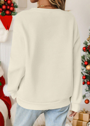 Молочный свитшот SHEIN новогодний без декора (334101426)