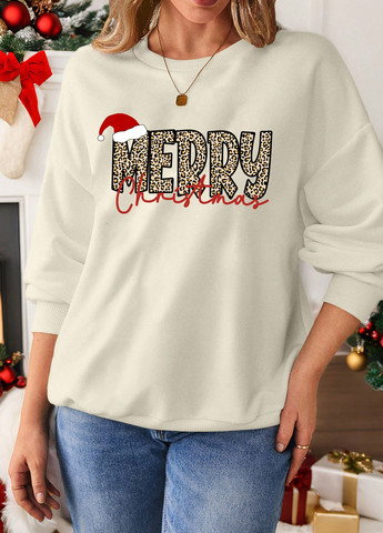 Молочный свитшот SHEIN новогодний без декора (334101426)