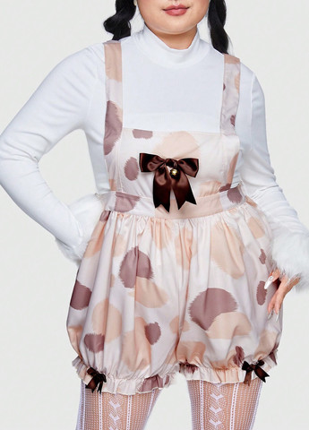 Комбинезон SHEIN комбинезон-шорты рисунок белый кэжуал, карнавальный полиэстер