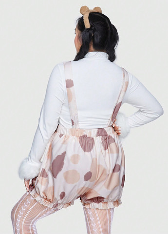 Комбинезон SHEIN комбинезон-шорты рисунок белый кэжуал, карнавальный полиэстер