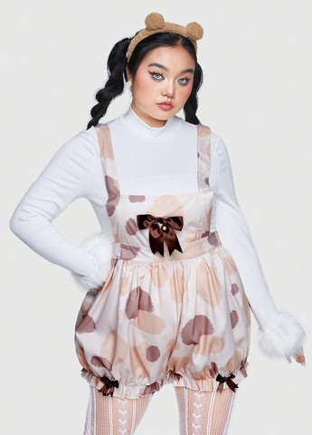 Комбинезон SHEIN комбинезон-шорты рисунок белый кэжуал, карнавальный полиэстер