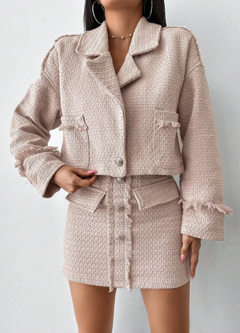 Светло-бежевый женский жакет SHEIN однотонный - демисезонный