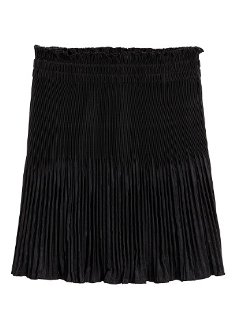 Черная кэжуал однотонная юбка H&M клешированная, плиссе