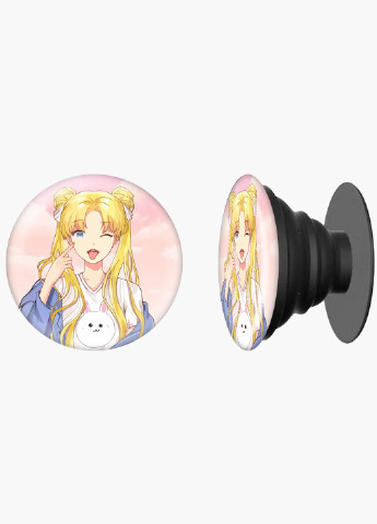 Попсокет (Popsockets) держатель для смартфона Сейлор Мун (Sailor Moon) (8754-2925) Черный MobiPrint (229014786)
