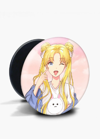 Попсокет (Popsockets) тримач для смартфону Сейлор Мун (Sailor Moon) (8754-2925) Чорний MobiPrint (229014786)